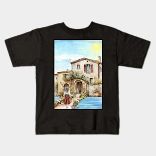 Morning Stroll to the Cottage Kids T-Shirt